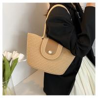 Bolso de mujer de gran capacidad, bolso de mano portátil con bandolera, bolso tejido de paja - details 1