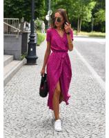 Vestido Floral Elegante con Escote en V Estampado Moderno, Transpirable, Perfecto para Trabajo y Ocasiones Casuales - details 19