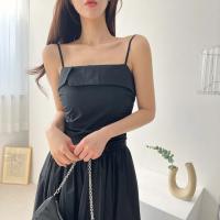 Vestido de tirantes de verano para mujer, falda acampanada plisada de cintura alta, vestido largo coreano Sle Pure Desire, cuello cuadrado, viaje dividido - details 16