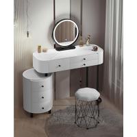 Maquillaje con Espejo y 10 Bombillas LED Luz Regulable, Mesa de Tocador con 2 Cajones Grandes y 4 Estantes, 90x40x135cm, Mesa de Maquillaje Moderno para Dormitorio, Blanco, MB6096ws - details 14