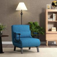 Sofá Cama Convertible Silla de Dormir Individual Tri-Fold con Respaldo Ajustable de 6 Posiciones, Cojín Desmontable y Asiento Tapizado Estructura Metálica Plegable (Azul) - details 8