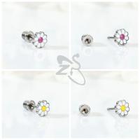 ZS-pendientes de tuerca de acero inoxidable para niños y mujeres, joyería de Piercing de hélice de cartílago, flor linda, mariposa, 1 pieza, 20G - details 9