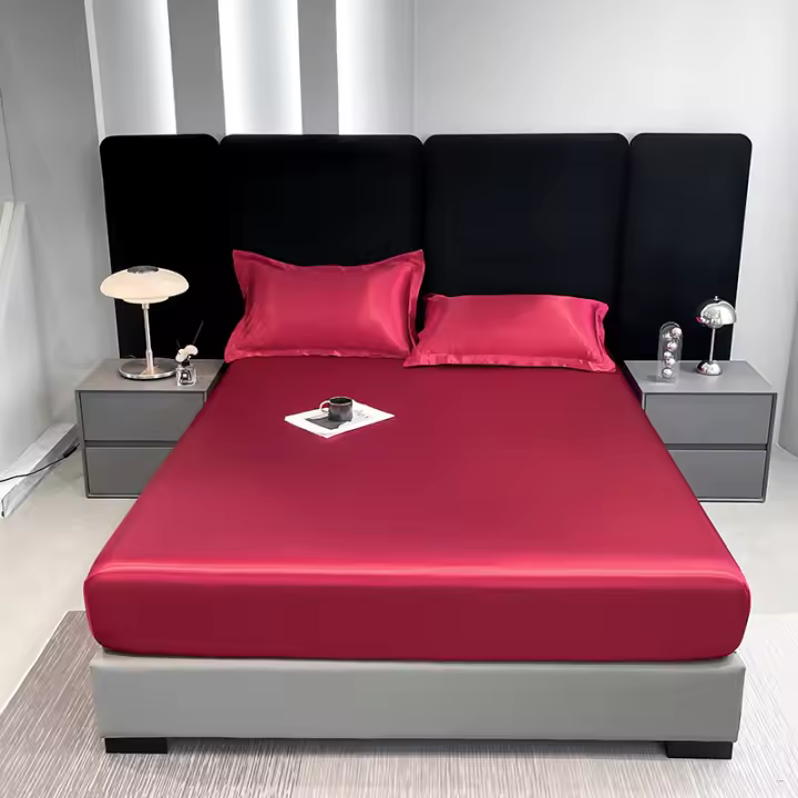 Protector de Colchón de Sátén Moderno Wostar Tela Elástica de Color Sólido para Cama - 1