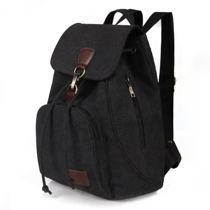 Mochila de lona para mujer, bolso de viaje Vintage de algodón puro, bolso escolar para ordenador portátil con cordón a la moda, bolso de hombro para chicas adolescentes - 1