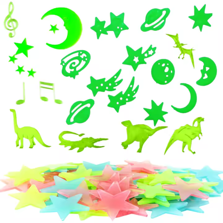 Juego de 54 Uds. De pegatinas luminosas 3D, estrellas, lunas, estilo dinosaurio cósmico, calcomanías de ambiente, pegatinas de luz en la oscuridad, muebles de techo y pared del dormitorio, decoraciones fluorescentes, bonito regalo para niños y niñas ZYF - 1