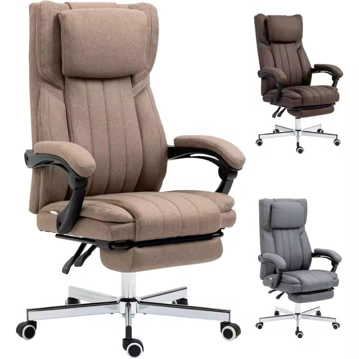 Silla de Masaje con 6 Puntos de Masaje Silla de Oficina Giratoria Silla de Escritorio Reclinable con Altura Ajustable Control Remoto Reposapiés y Reposacabezas Marrón - 1