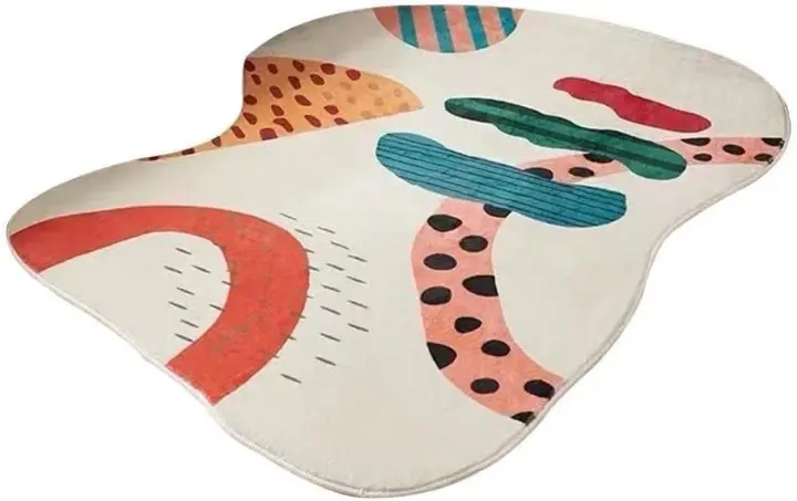 Alfombra para sala de estar, mesa de café, dormitorio, mesita de noche, manta de cachemira, almohadilla irregular esponjosa, imitación de felpa, gruesa, W5P3 C, suave - 1