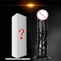 Consoladores negros suaves con ventosa para adultos, pene, Juguetes sexuales realistas, Consolador Anal, pene, Consolador - details 2