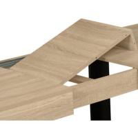 Mesa de comedor extensible rectangular para 6-10 personas, madera y negro, 160-200 cm - details 6