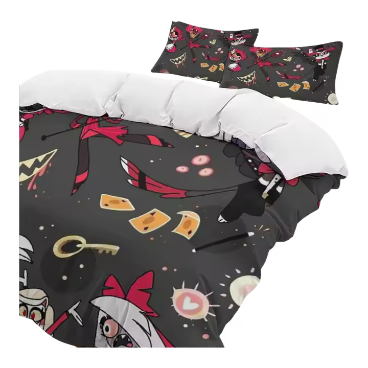 Conjunto de Cama Twin Hazbin Hotel 3 Piezas Incluye Colchón Comodero, 2 Fundas de Almohada - 1