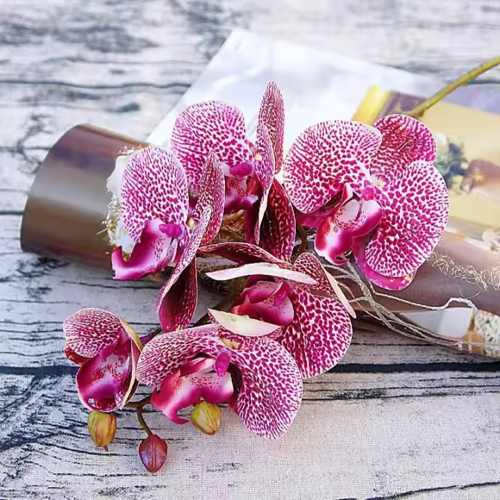 Orquídea de mariposa pequeña 3D, paquete de 6 cabezas, flor falsa, decoración de pared para el hogar, boda, Navidad, bricolaje, Phalaenopsis Artificial - 1