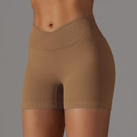 Hamidou pantalones cortos deportivos para mujer, Shorts de Yoga con cintura cruzada, gimnasio, entrenamiento, correr, cintura alta, realce de cadera, sin costuras, Fitness - details 56