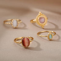 Anillo de Acero Inoxidable de Color Oro Joyería Estética de Boda para Parejas Envío Gratis - details 0