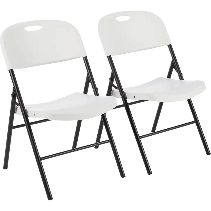 plegables de plástico y metal, sillas de camping, sillas de cocina, para interiores y exteriores, color negro, hasta 158 kg - 1