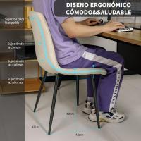 Paquete de 2 Sillas de Comedor Diseño a Cuadros, Tela de Lino, Patas de Metal Negro, Para Sala de Estar, Dormitorio, Cocina, Salón de Recepción Beige - details 2