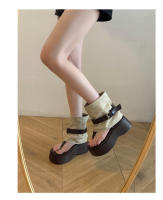 Botas Cortas Retro para Mujer Versión Coreana con Suela Gruesa, Cinturón con Rebloque, Punta de Botas Redonda - details 4