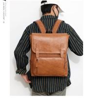 Mochila de Viaje de Ocio para Hombres Resistente al Desgaste, Patrón de Splice, Forro de Dacron, Exterior de Cuero - details 28