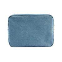 Bolsa de cosméticos de tela vaquera azul de 4 tamaños con cremallera, bolsa de almacenamiento de viaje Vintage, organizador de papelería, bolsa de maquillaje de Color sólido para mujer - details 3