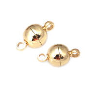 6 juegos de 5MM, 6MM, 8MM, 10MM, 18K, Color dorado, latón, bola ovalada/redonda, collar magnético, pulseras, cierres de conexión, suministros para fabricación de joyas - details 14