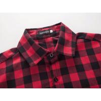 Camisa Chequera Roja Y Negra Para Hombre Verano 2024 Moda Casual Manga Corta Botón Central Cuello Enrollado Material Poliéster Algodón - details 2