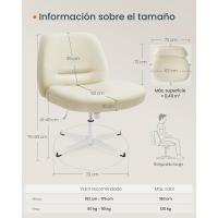Base en Cruz, Asiento Ancho y Cómodo, Altura Ajustable, Silla Giratoria, Tela de Lino de Algodón - details 3