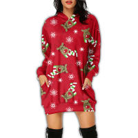 Vestido con Capucha de Manga Larga Estilo Casual para Mujeres Vestido Impreso para Fiesta de Navidad y Año Nuevo - details 6
