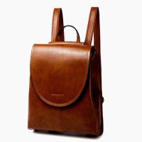 Nueva mochila, mochila simple para mujer, cuero de cera de aceite, mochila pequeña informal, bolso de viaje de alta gama de moda - details 8
