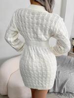 2024 Otoño Invierno mujer Casual manga larga suéter vestido negro blanco azul - details 13