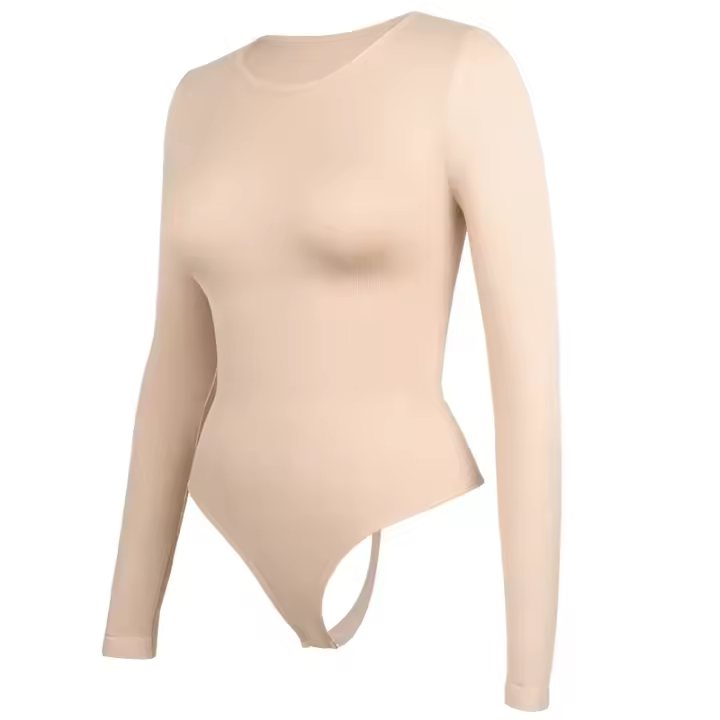 Faja moldeadora de cuerpo completo para mujer, ropa moldeadora de manga larga con cuello redondo, Body transpirable adelgazante, corsé entrenador de cintura con Control de barriga sin costuras - 1