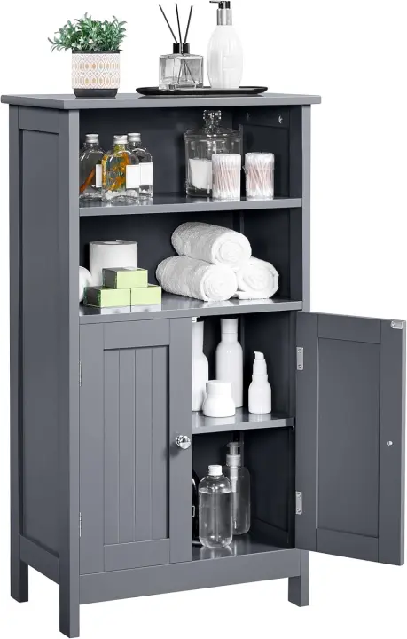 Armario de baño columna con estante, mueble de baño de madera, armario de almacenamiento organizador para salón cocina 50x30x92,5cm - 1
