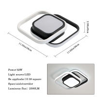 Goeco-Lámpara LED de Techo Moderna, 32W Plafón Cuadrada de Estilo Nórdico Creativo, Iluminación Interior Cómoda de 6500K Luz Blanca Fría, 2500LM Luz Pequeña de Techo para Salón, Sala de estar, Dormitorio, Negro y Blanco, 220V, 38*24CM, Ahorro de Energía - details 2