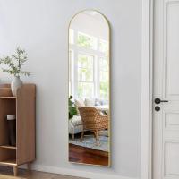 Cuerpo Entero Curvado, Espejos Grandes de Pared con Marco de Aluminio 161 x 52 cm, Espejo de Pie Inclinado o Colgante para Salón, Dormitorio, Entrada, Negro - details 8