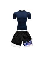 Traje de compresión para hombre, traje deportivo de secado rápido, pantalones cortos ajustados de manga corta de Anime de doble capa para verano - details 3