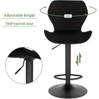 Silla de Comedor Giratoria de 360° Alto de Terciopelo con Resalto y Reposapiés Ajustable en Altura 60-82 cm Negro BH324sz-1 - details 4
