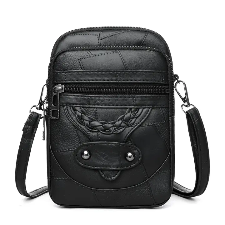 Bolso cruzado para mujer, bolso de hombro con nueva textura, bolso para teléfono móvil, bolso pequeño retro de cuero suave y elegante a la moda para maduras - 1