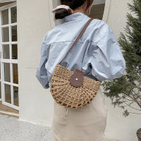 Bolso de paja para mujer, bandolera semicircular hecha a mano de ratán, bolso de mano para viaje y playa - details 4