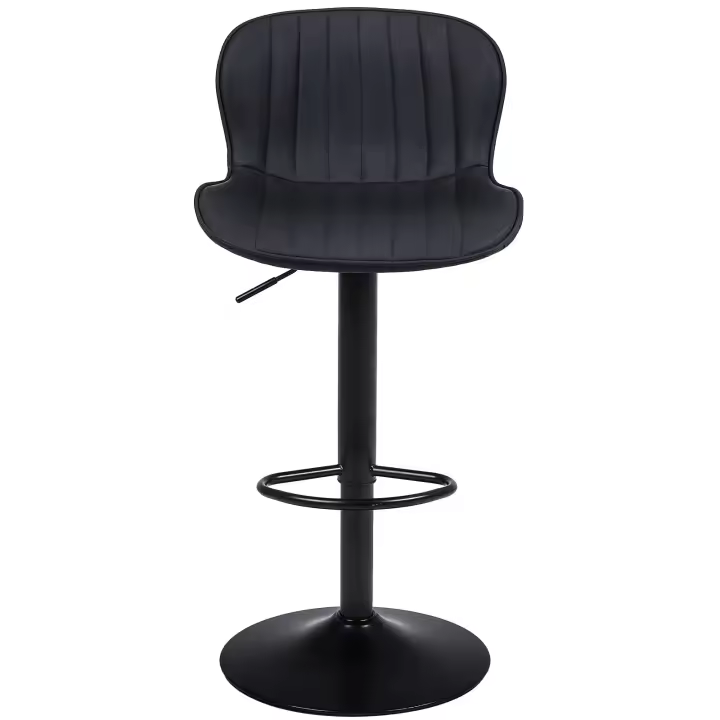 Taburetes de Cocina Juego, Taburetes de Bar Regulable en Altura, con Respaldo y Reposapiés, Taburetes Alto para Cocina, Bar y Comedor, Beige/Negro - 1
