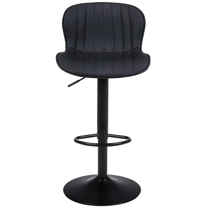 Taburetes de Cocina Juego, Taburetes de Bar Regulable en Altura, con Respaldo y Reposapiés, Taburetes Alto para Cocina, Bar y Comedor, Beige/Negro - 1
