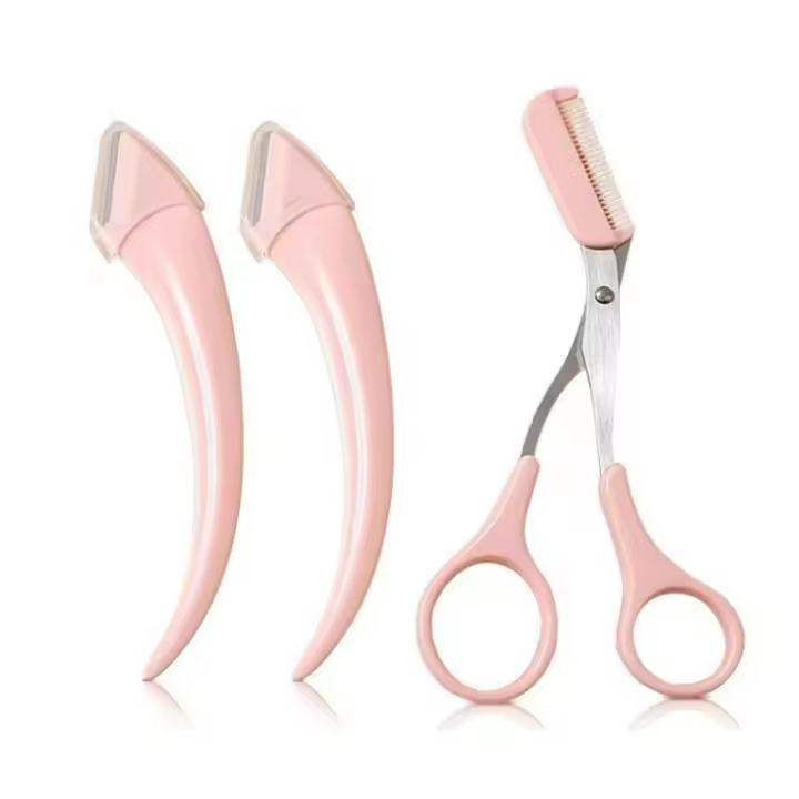 Scttomon Set de Tijeras de Cejas de Acero Inoxidable Juego de Tijeras de Maquillaje para Principiantes con Peine - 1