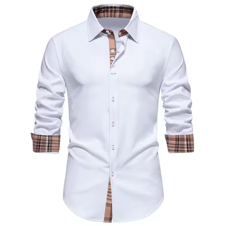 Camisa de Hombre a Cuadros Moda con Bloque de Colores para Primavera Arrivo Nuevo Manga Larga Casual para Fiesta Negocios Social - 1