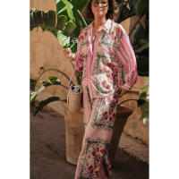 Conjunto de dos piezas de manga larga informal para vacaciones, estilo holgado con estampado y bolsillo, primavera/otoño 2024 - details 2