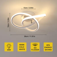 Goeco Luz de Techo LED Blanca 30W Aluminio Luz Blanca Cálida 3000K Iluminación Interior para Sala de Estar Montaje Directo - details 1