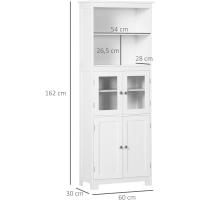 Cocina Comedor Cocina 4 Puertas 2 Estantes Abiertos y Estante Ajustable Salón 60x30x162 cm Blanco - details 2