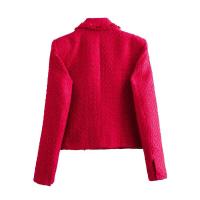 BUNO-Chaqueta de traje de Tweed para mujer, de doble botonadura Chaqueta corta, abrigo ajustado, Tops informales, Blazers de lana para mujer, ropa de calle, Otoño e Invierno - details 2