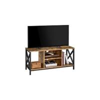 Mueble de Televisión de Salón Industrial 2 Puertas 50 Pulgadas Marrón Rústico y Negro 106x40x50cm - details 6