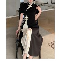 Vestido elegante de talla grande para mujer, nuevo estilo, Cheongsam mejorado, pintura de tinta Oriental, verano - details 42