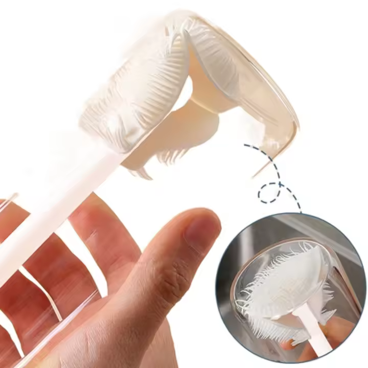 Nuevo cepillo de silicona para taza, cabezal de cepillo plegable, depurador de taza blanca, limpiador de vidrio con mango largo, botella de bebida - 1