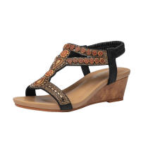 Sandalia sandalias cuña, nueva suela gruesa, estilo asiático, presión del viento, viaje de diamantes, señora, zapatos romanos bohemios - details 1