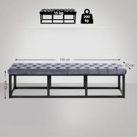 Banqueta En Estilo Velvet con Base Metálica Cuadrada I Banco Decorativo, Color:Verde Claro, Tamaño:150 cm - details 24