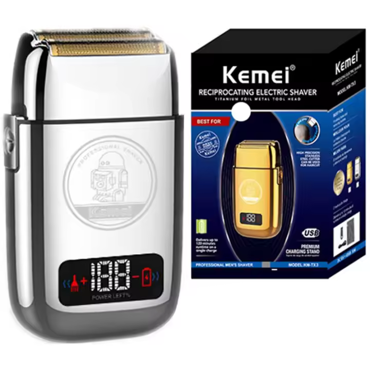 kemei TX3 metal housing rechargeable electric shaver for men hair beard electric razor bald head shaving machine professional - 1